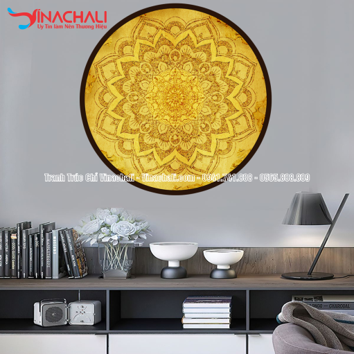 Trang Trí Phòng Thờ Đẹp Với Tranh Trúc Chỉ Tròn - TTCT 48