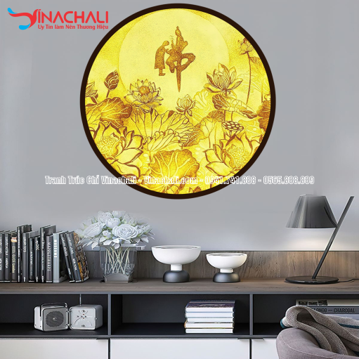 Trang Trí Phòng Thờ Đẹp Với Tranh Trúc Chỉ Tròn - TTCT 49