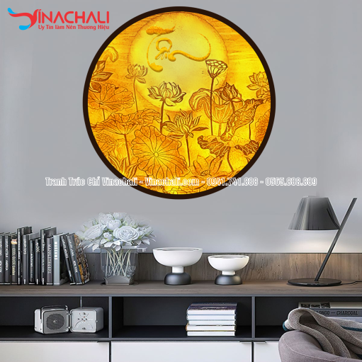 Trang Trí Phòng Thờ Đẹp Với Tranh Trúc Chỉ Tròn - TTCT 52