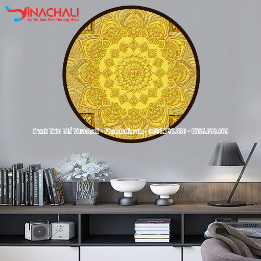 Trang Trí Phòng Thờ Đẹp Với Tranh Trúc Chỉ Tròn - TTCT 53