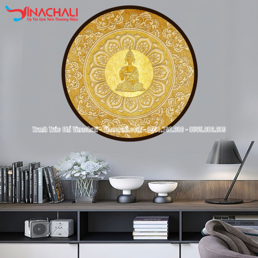 Trang Trí Phòng Thờ Đẹp Với Tranh Trúc Chỉ Tròn - TTCT 54