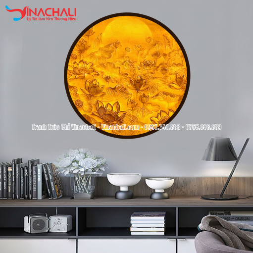 Trang Trí Phòng Thờ Đẹp Với Tranh Trúc Chỉ Tròn - TTCT 55