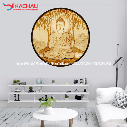 Trang Trí Phòng Thờ Đẹp Với Tranh Trúc Chỉ Tròn - TTCT 57