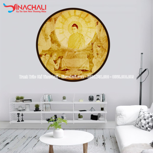 Trang Trí Phòng Thờ Đẹp Với Tranh Trúc Chỉ Tròn - TTCT 58