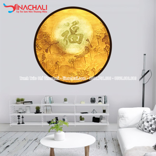 Trang Trí Phòng Thờ Đẹp Với Tranh Trúc Chỉ Tròn - TTCT 64