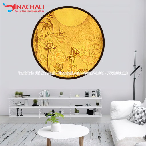 Trang Trí Phòng Thờ Đẹp Với Tranh Trúc Chỉ Tròn - TTCT 65