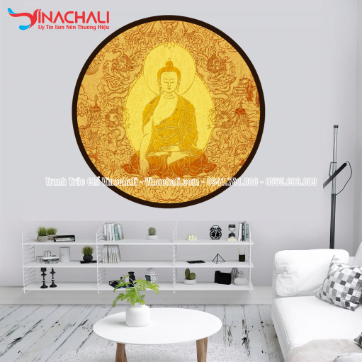 Trang Trí Phòng Thờ Đẹp Với Tranh Trúc Chỉ Tròn - TTCT 66