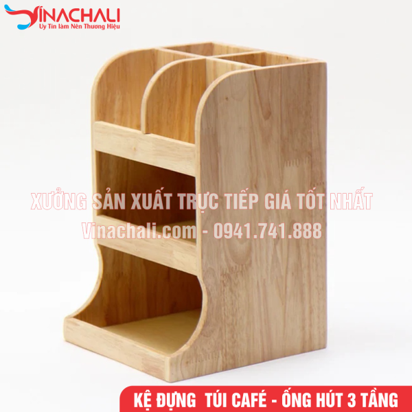 Kệ Để Ống Hút, Túi Cafe, Túi Trà Sữa, Đồ Pha Chế 3 Tầng Nhiều Ngăn Trong Quán Cafe, Quán Trà Sữa - KTS12 6