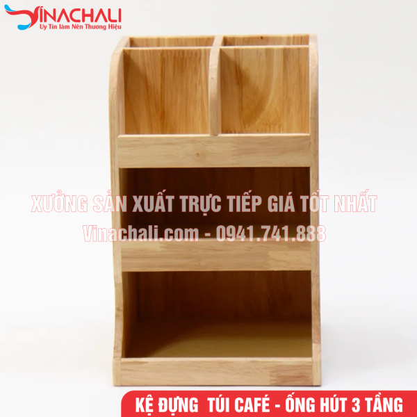 Kệ Để Ống Hút, Túi Cafe, Túi Trà Sữa, Đồ Pha Chế 3 Tầng Nhiều Ngăn Trong Quán Cafe, Quán Trà Sữa - KTS12 8