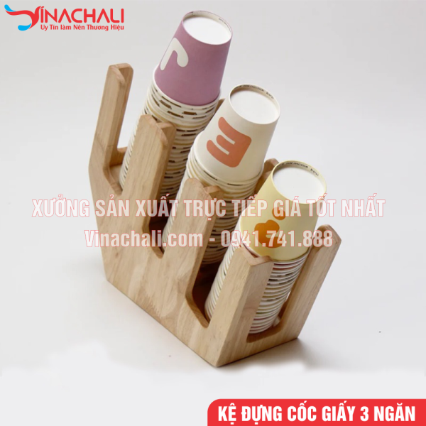 Kệ Đựng Ly Trà Sữa, Ly Nhựa Dùng 1 Lần Cho Nhà Hàng, Quán Cafe, Quán Trà Sữa, Nghiêng 3 Ngăn - KTS08 1