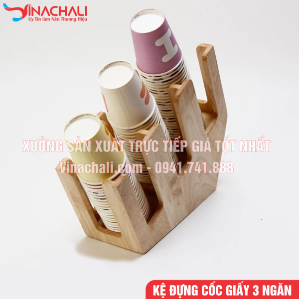 Kệ Đựng Ly Trà Sữa, Ly Nhựa Dùng 1 Lần Cho Nhà Hàng, Quán Cafe, Quán Trà Sữa, Nghiêng 3 Ngăn - KTS08 2