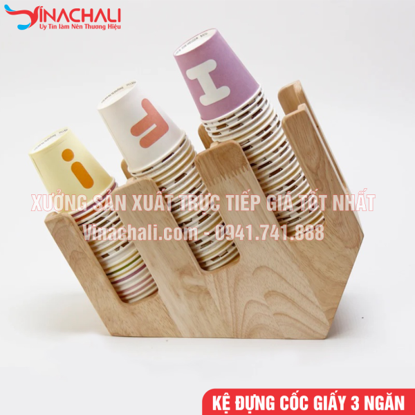 Kệ Đựng Ly Trà Sữa, Ly Nhựa Dùng 1 Lần Cho Nhà Hàng, Quán Cafe, Quán Trà Sữa, Nghiêng 3 Ngăn - KTS08 3