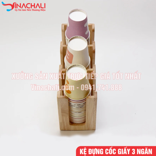 Kệ Đựng Ly Trà Sữa, Ly Nhựa Dùng 1 Lần Cho Nhà Hàng, Quán Cafe, Quán Trà Sữa, Nghiêng 3 Ngăn - KTS08 4