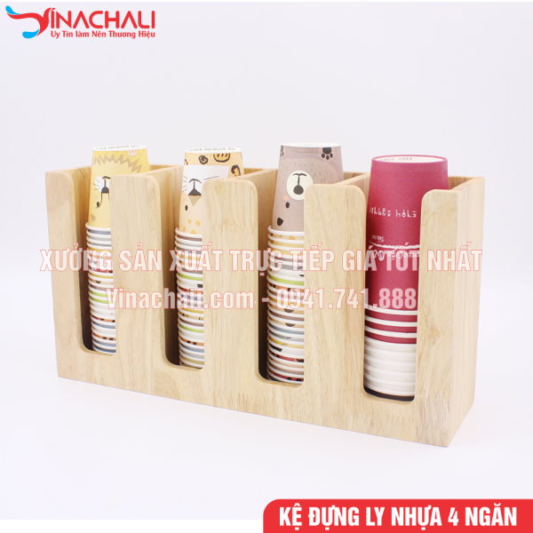 Kệ Đựng Ly Trà Sữa, Khay Để Ly Nhựa, Ly Giấy, 4 Ngăn - KTS13 2