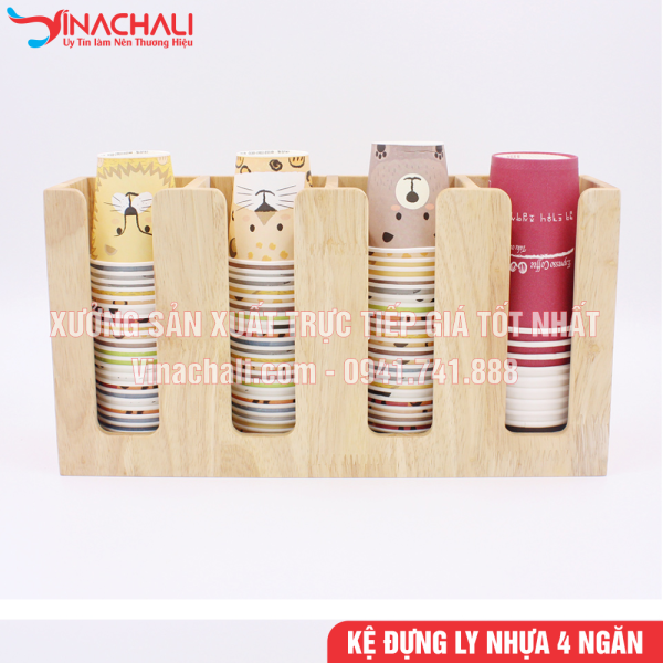 Kệ Đựng Ly Trà Sữa, Khay Để Ly Nhựa, Ly Giấy, 4 Ngăn - KTS13 3