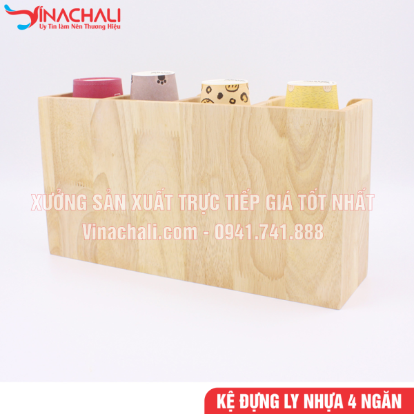 Kệ Đựng Ly Trà Sữa, Khay Để Ly Nhựa, Ly Giấy, 4 Ngăn - KTS13 4