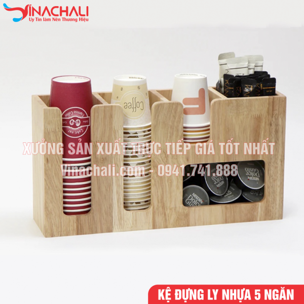 Kệ Đựng Ly Nhựa, Ly Trà Sữa, Khăn Giấy, Đường, Sữa 5 Ngăn Cho Nhà Hàng, Quán Cafe, Quán Trà Sữa - KTS09 1