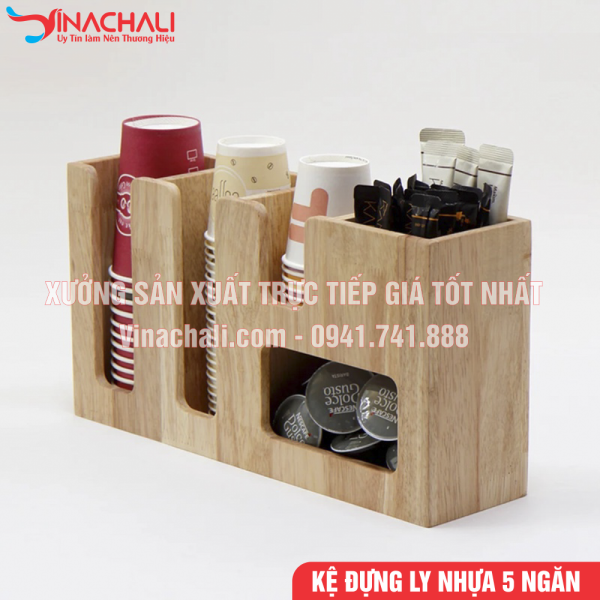 Kệ Đựng Ly Nhựa, Ly Trà Sữa, Khăn Giấy, Đường, Sữa 5 Ngăn Cho Nhà Hàng, Quán Cafe, Quán Trà Sữa - KTS09 2