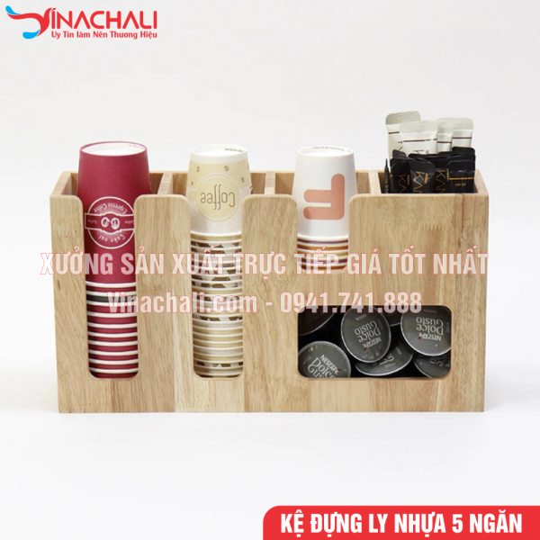 Kệ Đựng Ly Nhựa, Ly Trà Sữa, Khăn Giấy, Đường, Sữa 5 Ngăn Cho Nhà Hàng, Quán Cafe, Quán Trà Sữa - KTS09 3