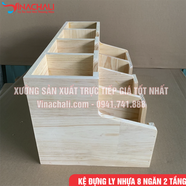 Kệ Đựng Ly Trà Sữa, Khay Để Ly Nhựa, Ống Hút Đa Năng, 8 Ngăn 2 Tầng - KTS04 2