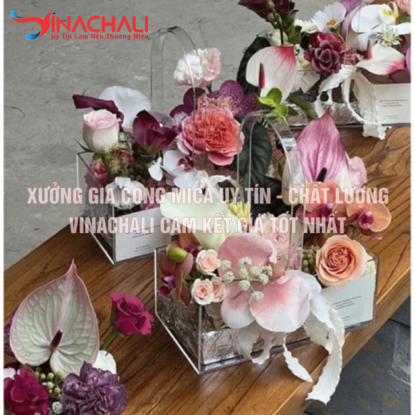 Giỏ Hoa Mica - Giỏ Đựng Quà Tết Có Quai Xách 5