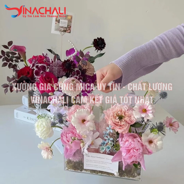 Giỏ Hoa Mica - Giỏ Đựng Quà Tết Có Quai Xách 6