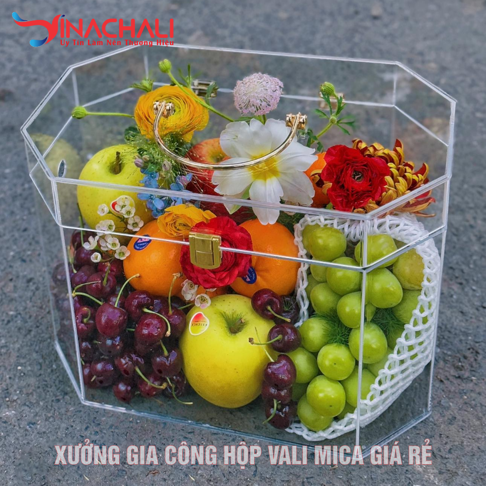 Hộp Vali Bát Giác Mica Đựng Quà Tết 2